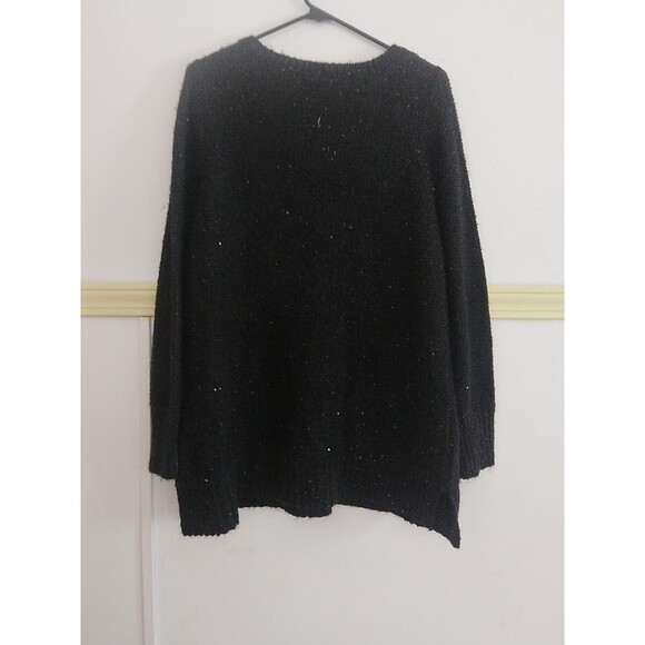 Apt. 9 Sweater Women's Plus Size 1x   V Neck Long Sleeve Sequin  Black - Picture 3 of 5